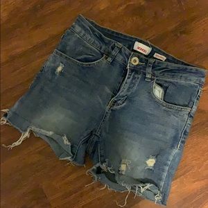Distressed jean cutoffs